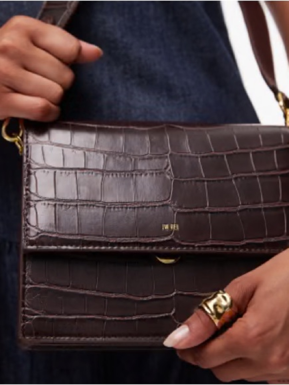 JW PEI Croc Wine Coloured Faux Leather Shoulder bag